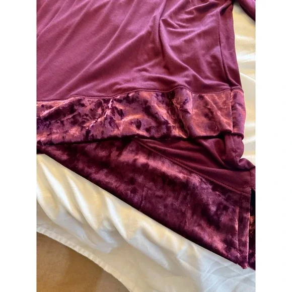 Cha Cha Vente PS Wine Top With Drop Back & Tie Velvet Bottom Asymmetrical Hem - Picture 7 of 15